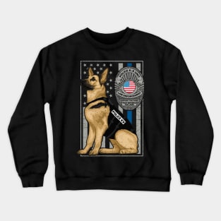 Police K-9 Unit German Shepherd Dog Thin Blue Line Crewneck Sweatshirt